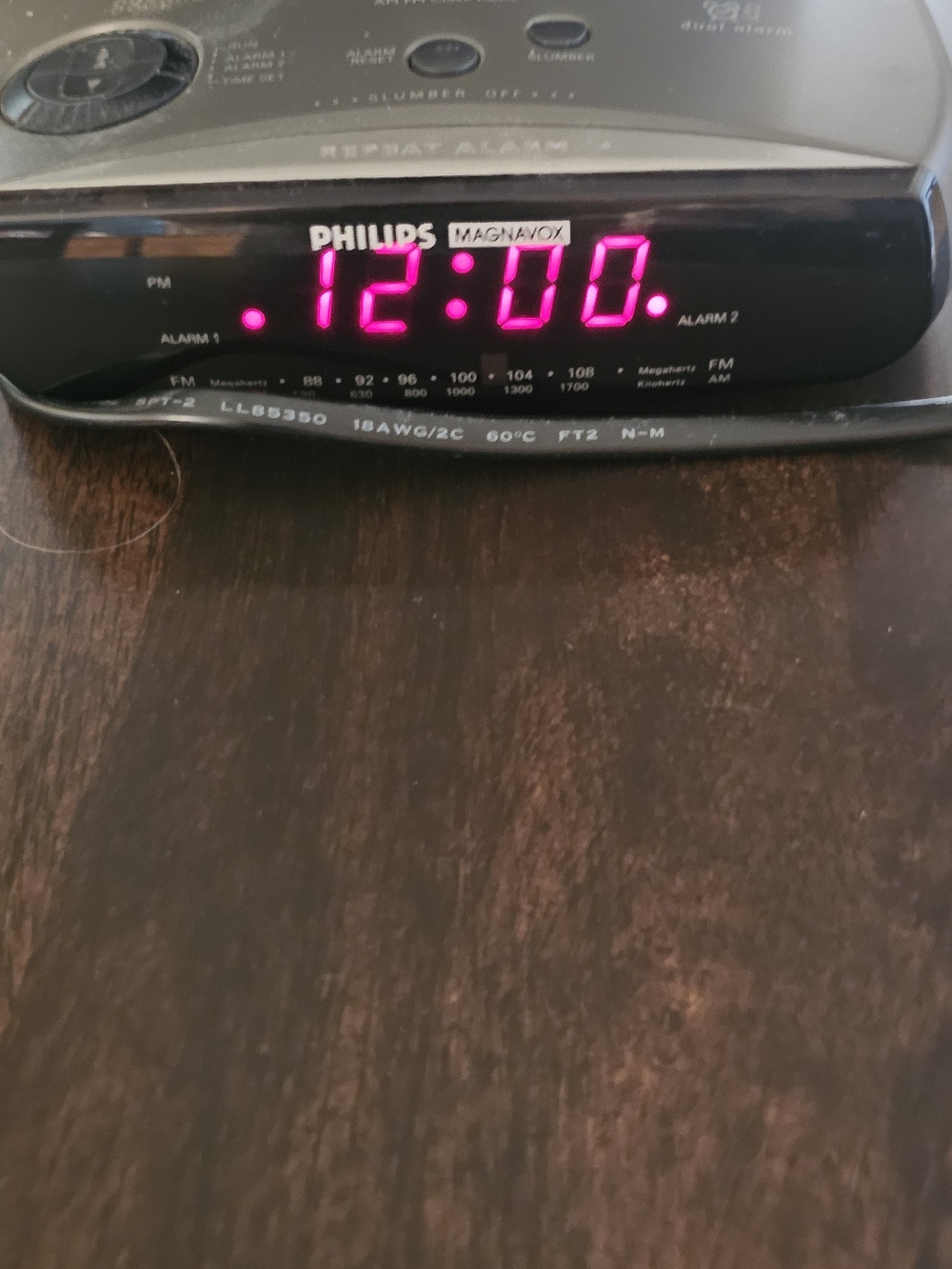 Philips Black Clock Radio with Pink LED Display